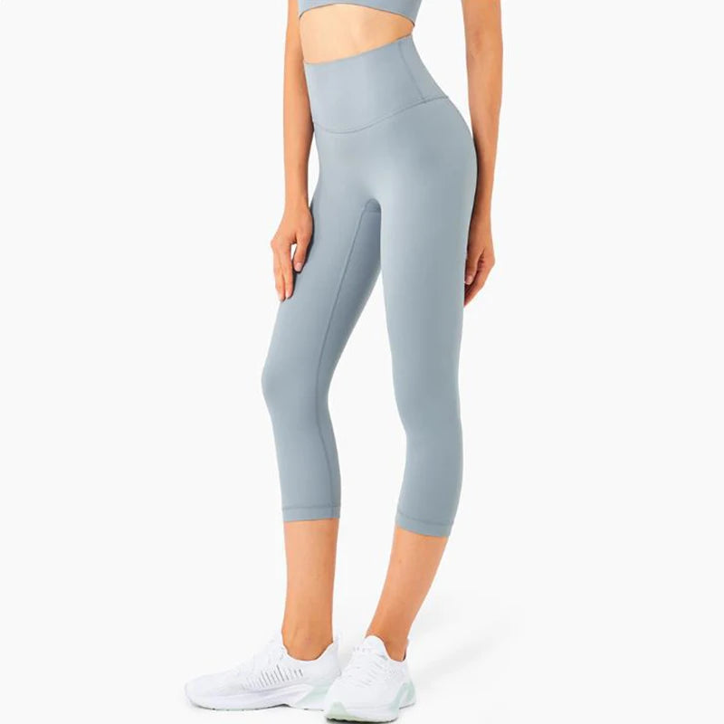 Vnazvnasi 2024 Hot Sale New Arrival Skin-Friendly Female Yoga Leggings Solid Color High Waist Outside Running Pants Calf-Length