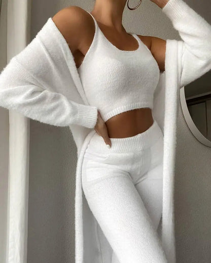 Sleep & Lounge Wear 3 Piece Set Crop tank Pajamas for Women's Sleep Wear Lounge Sets Sweater Long Pants Girl's Sleepwear Suits