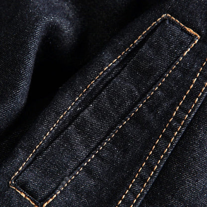 Men Denim Jackets Casual Solid Color Lapel Single Breasted Blue Jeans Jacket Men Spring Autumn Slim Fit Cotton Outwear Jackets M~ 5XL
