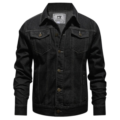 Men Denim Jackets Casual Solid Color Lapel Single Breasted Blue Jeans Jacket Men Spring Autumn Slim Fit Cotton Outwear Jackets M~ 5XL