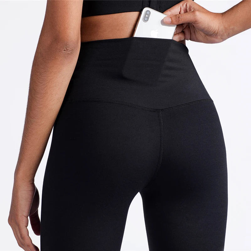 Vnazvnasi 2024 Hot Sale New Arrival Skin-Friendly Female Yoga Leggings Solid Color High Waist Outside Running Pants Calf-Length