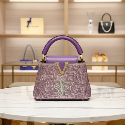 High-end Cross-border Rhinestone Handbag Women's 2026 New Fashion Bucket Bag Quality Designer Small Bag Dinner Party Bag 21CM