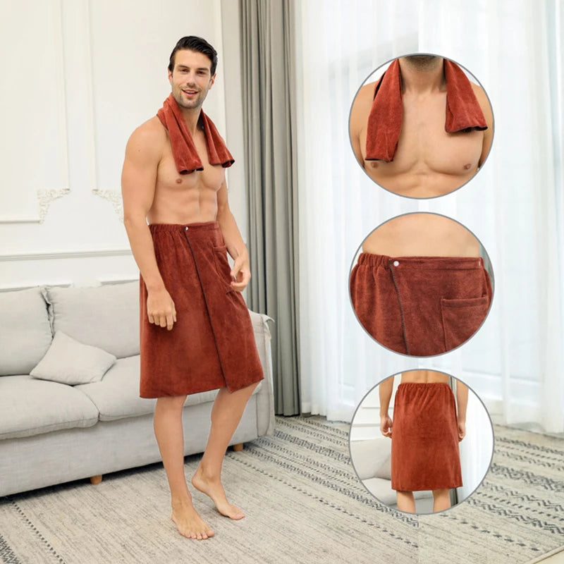 Man Wearable Magic BF Bath Towel with Pocket Soft Swimming Beach Bath Towel Blanket Male Shower Skirt sport Gym Towels Sheet Set