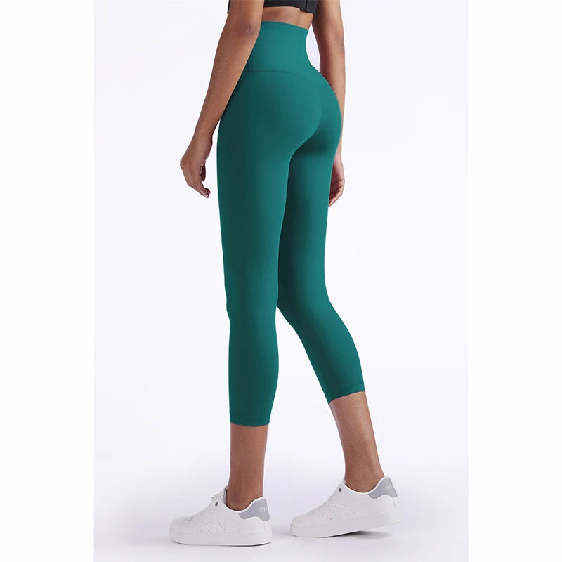 Vnazvnasi 2024 Hot Sale New Arrival Skin-Friendly Female Yoga Leggings Solid Color High Waist Outside Running Pants Calf-Length