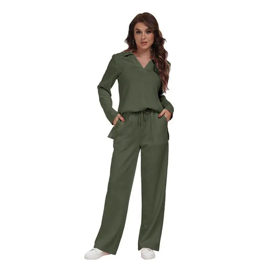 Free Shipping Fashion Soft Comfortable 2 PCS Pajamas Set Women Long Sleeve Oversized Lounge Wear