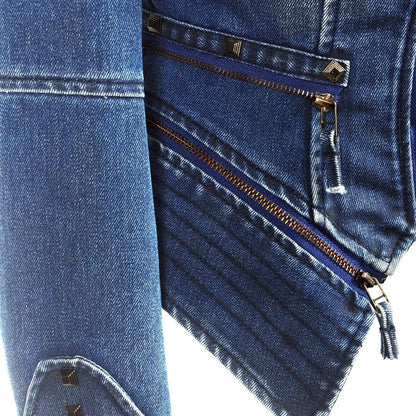 SX mujer 2019 primavera otoño denim remache punk Chaqueta corta ajustada motocicleta rompevientos cremallera prendas de vestir exteriores