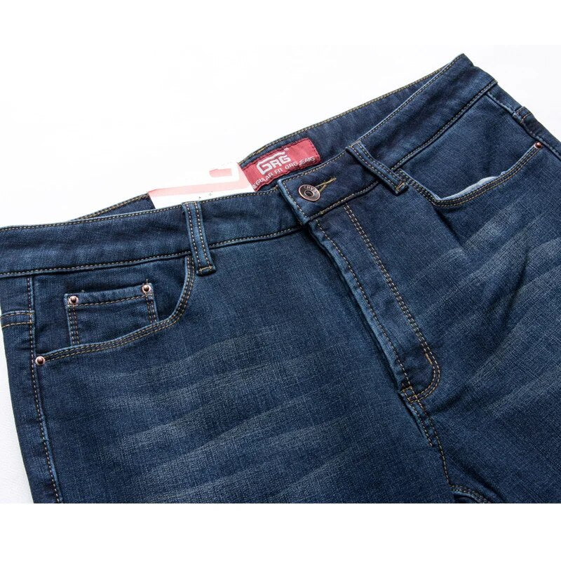 GRG Pantalones vaqueros elásticos de invierno para hombre, pantalones gruesos y cálidos, pantalones ajustados ligeramente acampanados, pantalones vaqueros de forro Polar con corte de bota