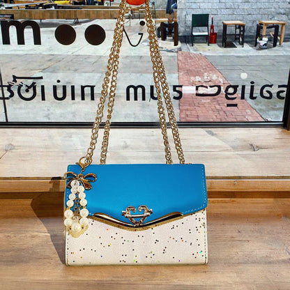 Ladies Designer Cross Body Messenger Bag Golden Chain Strap Bowknot Confetti Decoration Fashion Women's Handbags