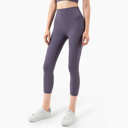 Vnazvnasi Hot Sale New Arrival Skin-Friendly Female Yoga Leggings Solid Color High Waist Outside Running Pants Calf-Length