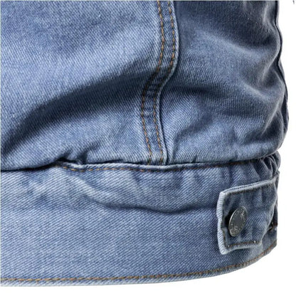 Men Light Blue Denim Jackets Slim Casual Denim Coats New Male High Quality Cotton Thicker Winter Jean Jackets Warm Coats XS-6XL