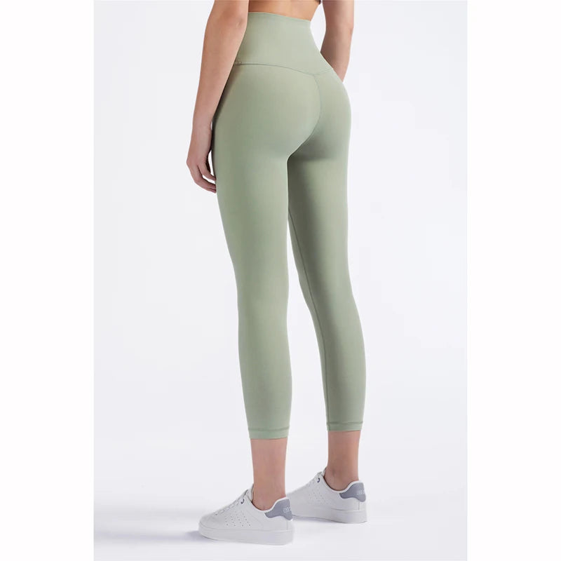 Vnazvnasi 2024 Hot Sale New Arrival Skin-Friendly Female Yoga Leggings Solid Color High Waist Outside Running Pants Calf-Length