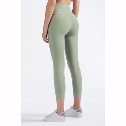 Vnazvnasi Hot Sale New Arrival Skin-Friendly Female Yoga Leggings Solid Color High Waist Outside Running Pants Calf-Length