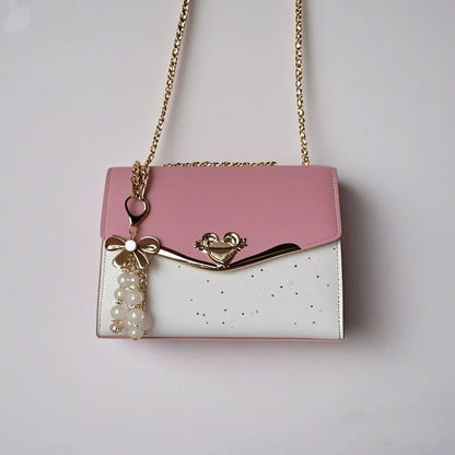 Ladies Designer Cross Body Messenger Bag Golden Chain Strap Bowknot Confetti Decoration Fashion Women's Handbags