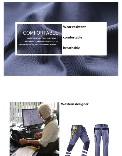 Work Clothes Men's maintainance Working Suit Wear-resistant Welder Suit Hi Vis Multi-pocket Labor safety Uniform Mechanical Suit