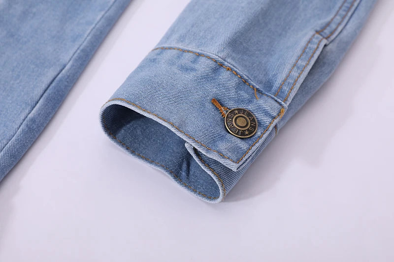 Men Denim Jackets Casual Solid Color Lapel Single Breasted Blue Jeans Jacket Men Spring Autumn Slim Fit Cotton Outwear Jackets M~ 5XL