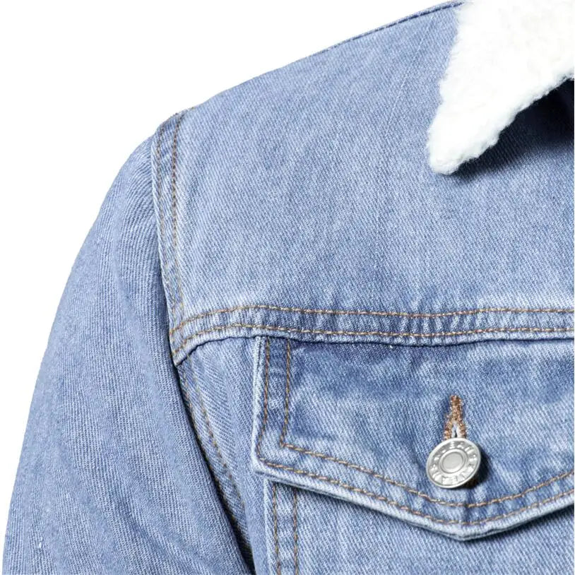 Men Light Blue Denim Jackets Slim Casual Denim Coats New Male High Quality Cotton Thicker Winter Jean Jackets Warm Coats XS-6XL