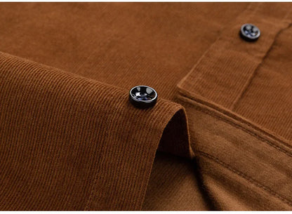 100% Cotton Men's Corduroy Shirts Long Sleeve Casual Regular Fit Business Dress Shirts  Man Comfortable Pocket Clothes 7XL 6XL