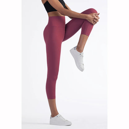 Vnazvnasi Hot Sale New Arrival Skin-Friendly Female Yoga Leggings Solid Color High Waist Outside Running Pants Calf-Length