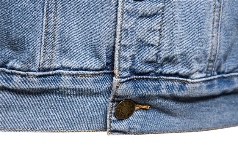 Men Light Blue Denim Jackets Slim Casual Denim Coats New Male High Quality Cotton Thicker Winter Jean Jackets Warm Coats XS-6XL
