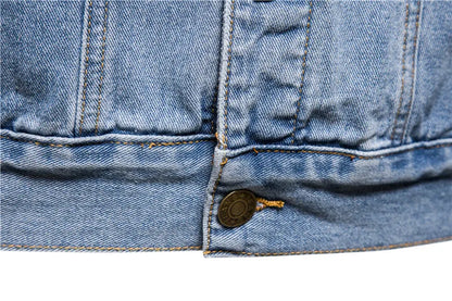 Men Light Blue Denim Jackets Slim Casual Denim Coats New Male High Quality Cotton Thicker Winter Jean Jackets Warm Coats XS-6XL