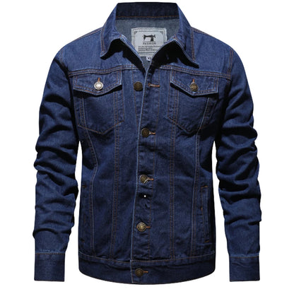 Men Denim Jackets Casual Solid Color Lapel Single Breasted Blue Jeans Jacket Men Spring Autumn Slim Fit Cotton Outwear Jackets M~ 5XL