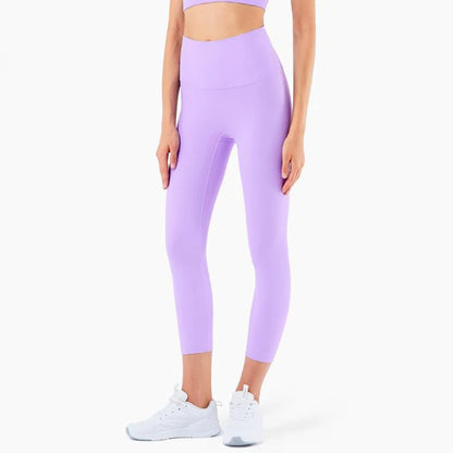 Vnazvnasi Hot Sale New Arrival Skin-Friendly Female Yoga Leggings Solid Color High Waist Outside Running Pants Calf-Length