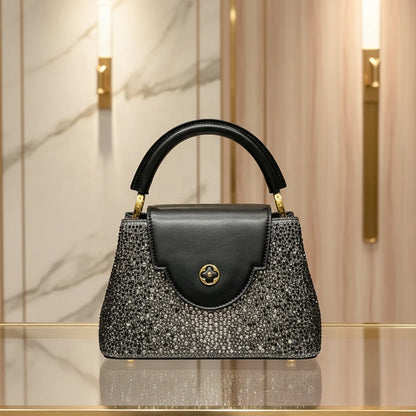 High-end Cross-border Rhinestone Handbag Women's 2026 New Fashion Bucket Bag Quality Designer Small Bag Dinner Party Bag 21CM