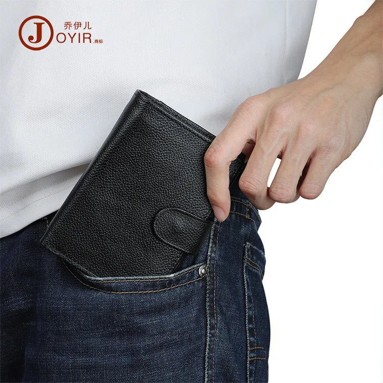 Genuine Leather Men Wallets Premium Product Real Cowhide RFID Wallets for Man Short Black Wallet Portefeuille Homme