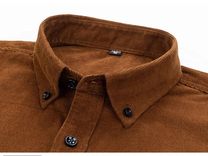 100% Cotton Men's Corduroy Shirts Long Sleeve Casual Regular Fit Business Dress Shirts  Man Comfortable Pocket Clothes 7XL 6XL