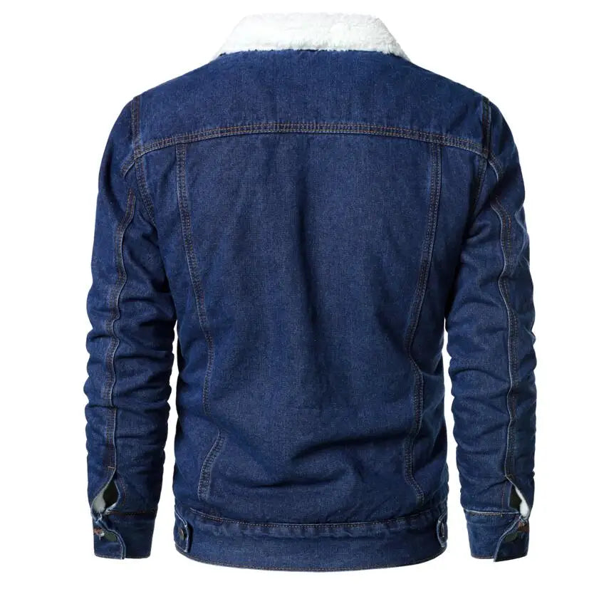 Men Light Blue Denim Jackets Slim Casual Denim Coats New Male High Quality Cotton Thicker Winter Jean Jackets Warm Coats XS-6XL