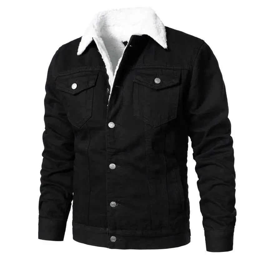Men Light Blue Denim Jackets Slim Casual Denim Coats New Male High Quality Cotton Thicker Winter Jean Jackets Warm Coats XS-6XL