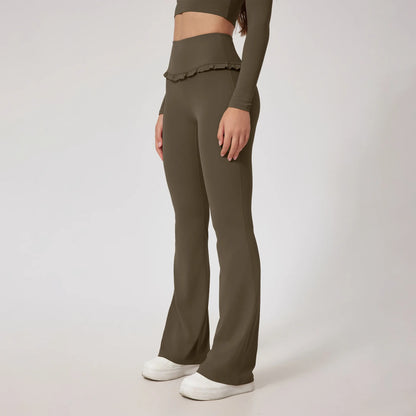 Fashionable Luxury Quick Dry Elastic Lace Tops & Pants Yoga Sets Lounge Wear Soft 2 Piece Set Women