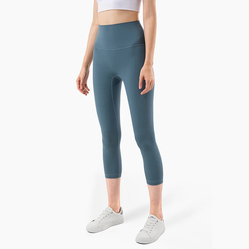 Vnazvnasi 2024 Hot Sale New Arrival Skin-Friendly Female Yoga Leggings Solid Color High Waist Outside Running Pants Calf-Length
