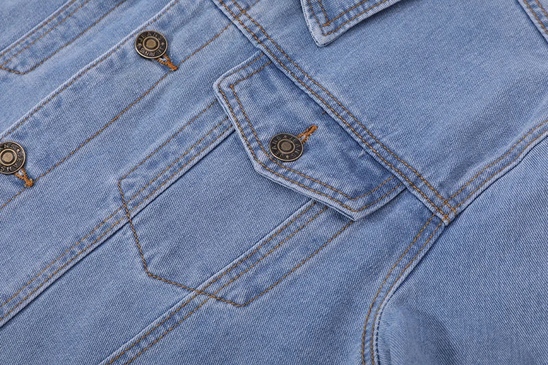 Men Denim Jackets Casual Solid Color Lapel Single Breasted Blue Jeans Jacket Men Spring Autumn Slim Fit Cotton Outwear Jackets M~ 5XL