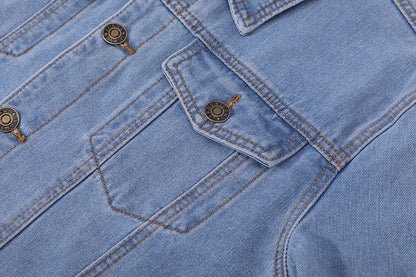 Men Denim Jackets Casual Solid Color Lapel Single Breasted Blue Jeans Jacket Men Spring Autumn Slim Fit Cotton Outwear Jackets M~ 5XL