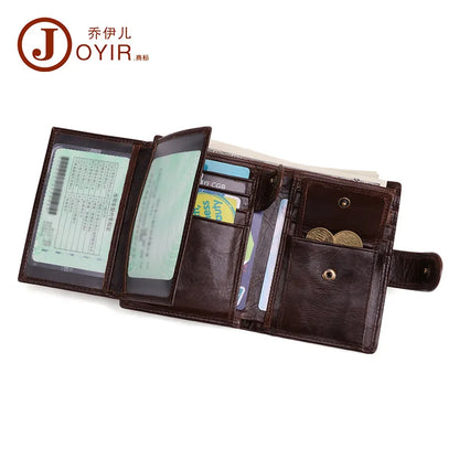 Genuine Leather Men Wallets Premium Product Real Cowhide RFID Wallets for Man Short Black Wallet Portefeuille Homme