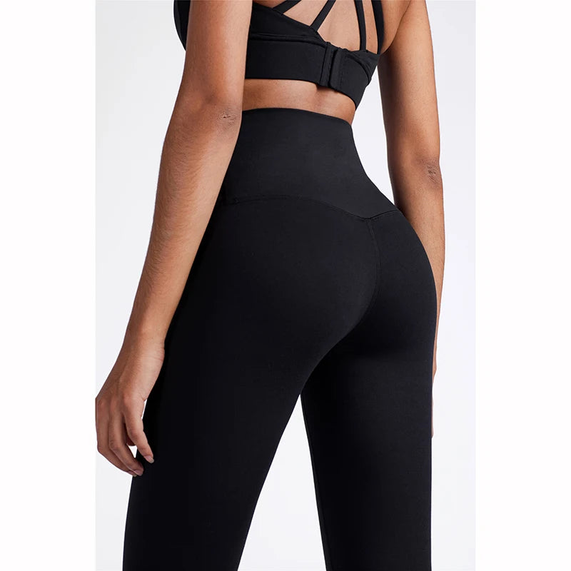 Vnazvnasi 2024 Hot Sale New Arrival Skin-Friendly Female Yoga Leggings Solid Color High Waist Outside Running Pants Calf-Length