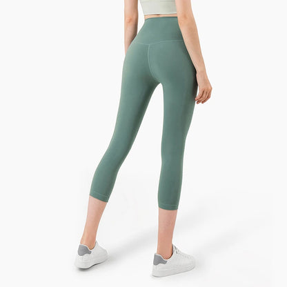 Vnazvnasi Hot Sale New Arrival Skin-Friendly Female Yoga Leggings Solid Color High Waist Outside Running Pants Calf-Length