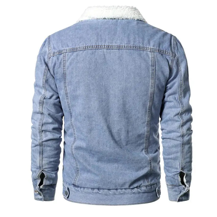 Men Light Blue Denim Jackets Slim Casual Denim Coats New Male High Quality Cotton Thicker Winter Jean Jackets Warm Coats XS-6XL