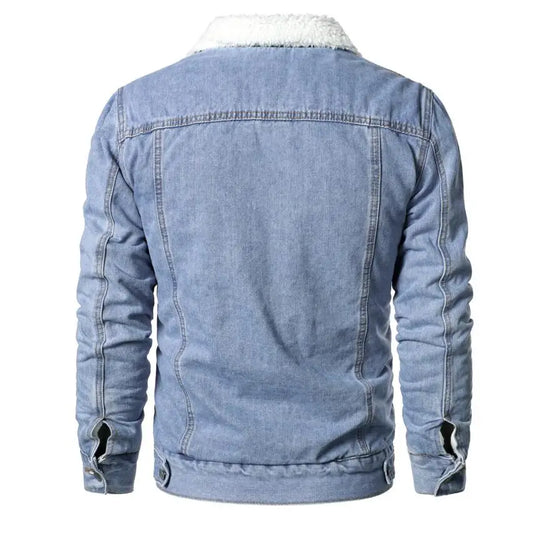 Men Light Blue Denim Jackets Slim Casual Denim Coats New Male High Quality Cotton Thicker Winter Jean Jackets Warm Coats XS-6XL