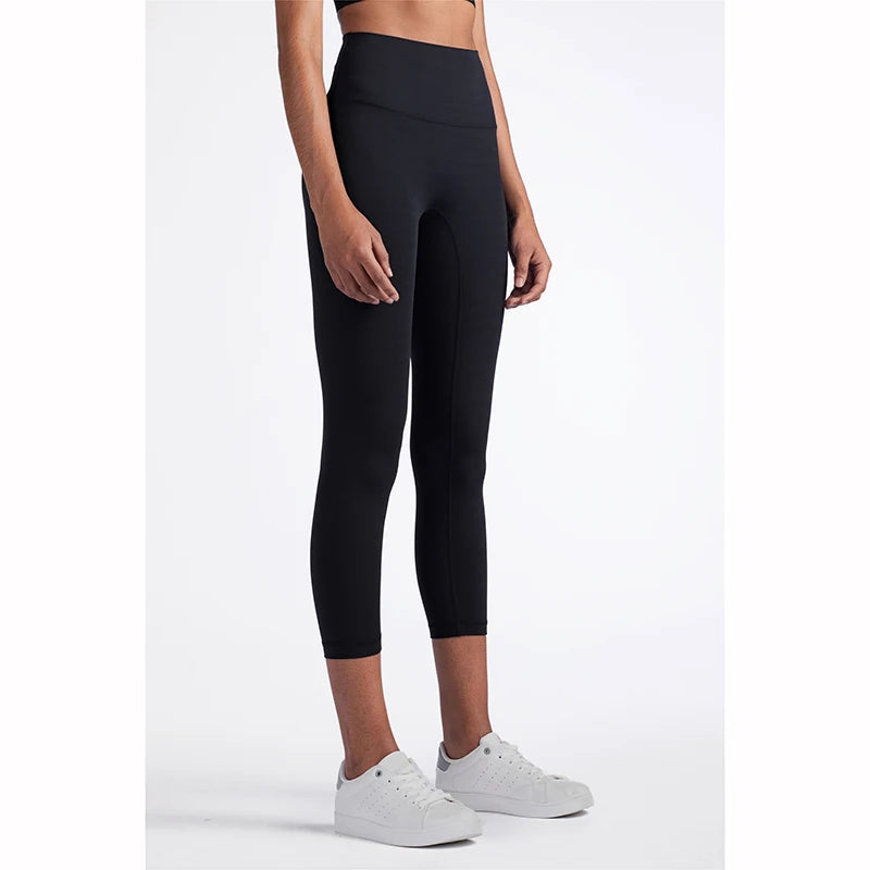 Vnazvnasi 2024 Hot Sale New Arrival Skin-Friendly Female Yoga Leggings Solid Color High Waist Outside Running Pants Calf-Length