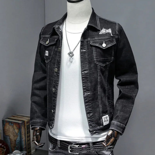 HCXY 2025 Spring Autumn Fashion Men's Denim Jackets Coats Men cotton Jacket  Mens Jean Jacket Outwear Male Cowboy Size 4XL