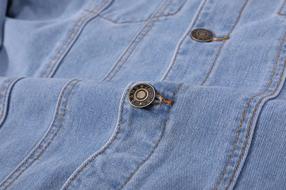 Men Denim Jackets Casual Solid Color Lapel Single Breasted Blue Jeans Jacket Men Spring Autumn Slim Fit Cotton Outwear Jackets M~ 5XL