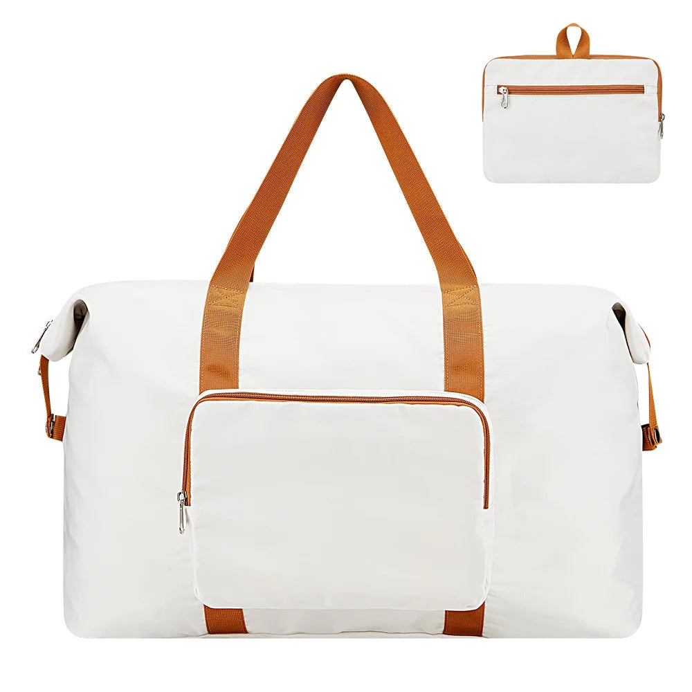 US Warehouse High Quality Lightweight Large Capacity Organizing Travel Bag Waterproof White Foldable Duffle Bags for Women Man