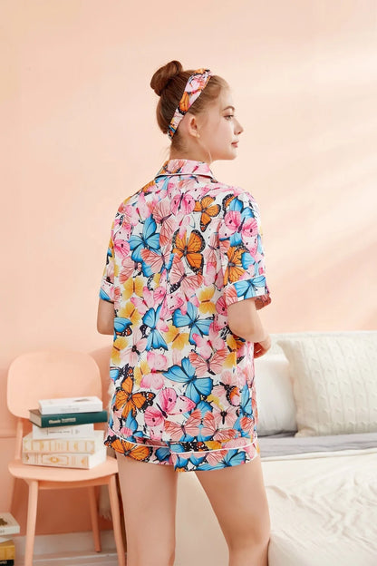 New Summer 3 Piece Pajama Set for Women 2026 Custom Pajama Shorts Set Satin Pajamas