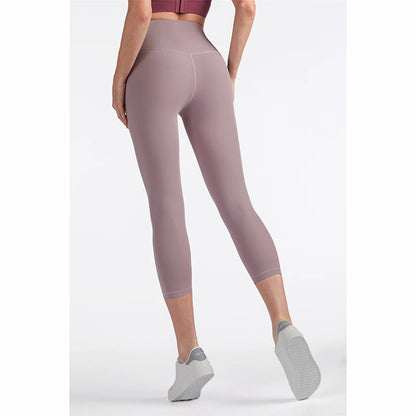 Vnazvnasi Hot Sale New Arrival Skin-Friendly Female Yoga Leggings Solid Color High Waist Outside Running Pants Calf-Length