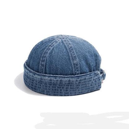 Brimless Gorro Hombre Docker Miki Denim Hat Men Women Brand Retro Sailor Melon Snapback Bomber Caps Washed Cowboy  Skullcap