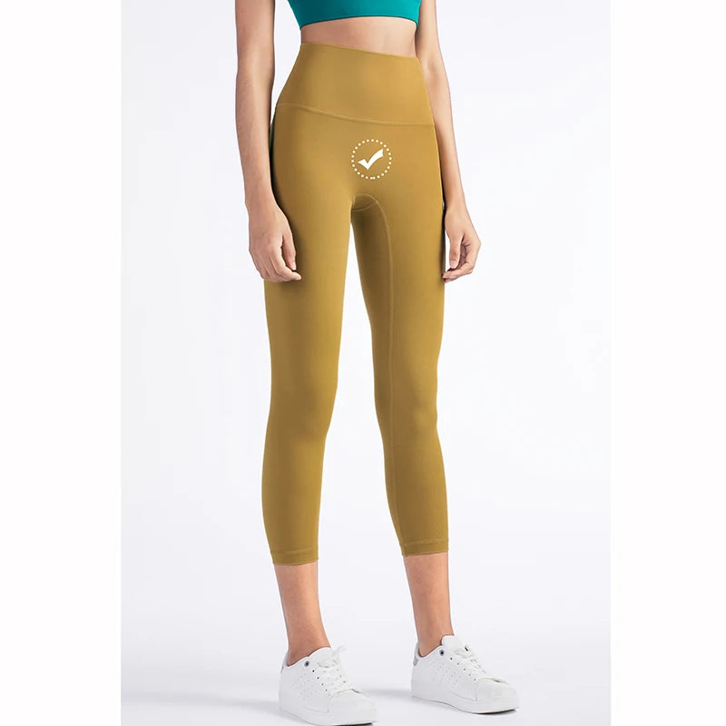 Vnazvnasi 2024 Hot Sale New Arrival Skin-Friendly Female Yoga Leggings Solid Color High Waist Outside Running Pants Calf-Length