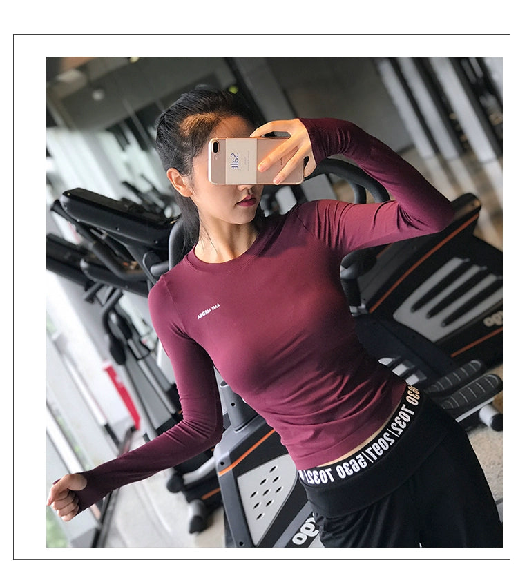 Lanwen Workout Clothes Women's Bottoming Shirt Long Sleeves Spring & Fall Outdoor