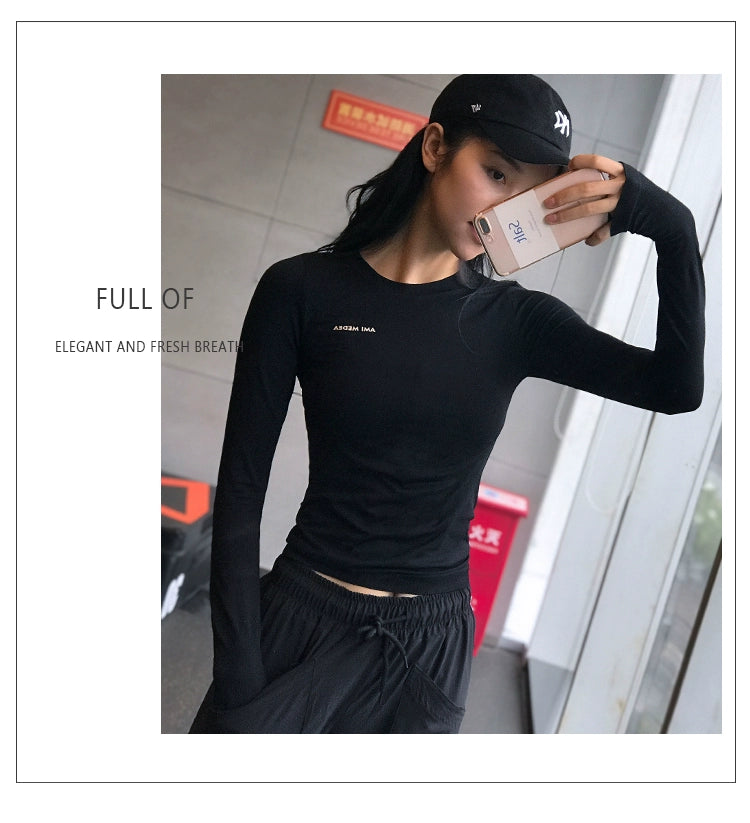 Lanwen Workout Clothes Women's Bottoming Shirt Long Sleeves Spring & Fall Outdoor